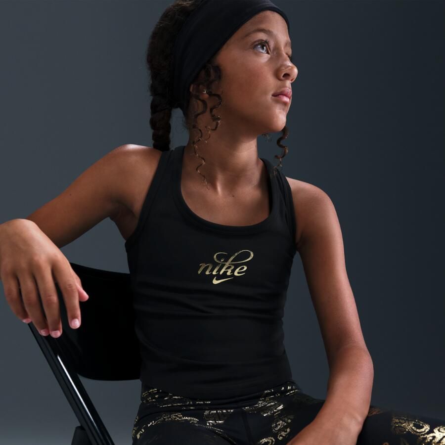 Nike Dri-FIT One tanktop voor meisjes Zwart - Foto 2