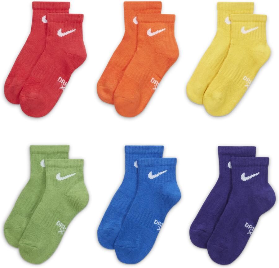 Nike Dri-FIT Performance Basics quartersokken voor kleuters (6 paar) Meerkleurig