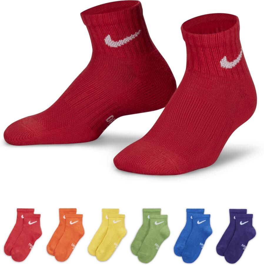 Nike Dri-FIT Performance Basics quartersokken voor kleuters (6 paar) Meerkleurig