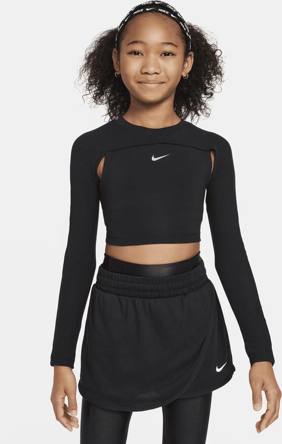 Nike Dri-FIT top met lange mouwen voor meisjes Zwart - Foto 2
