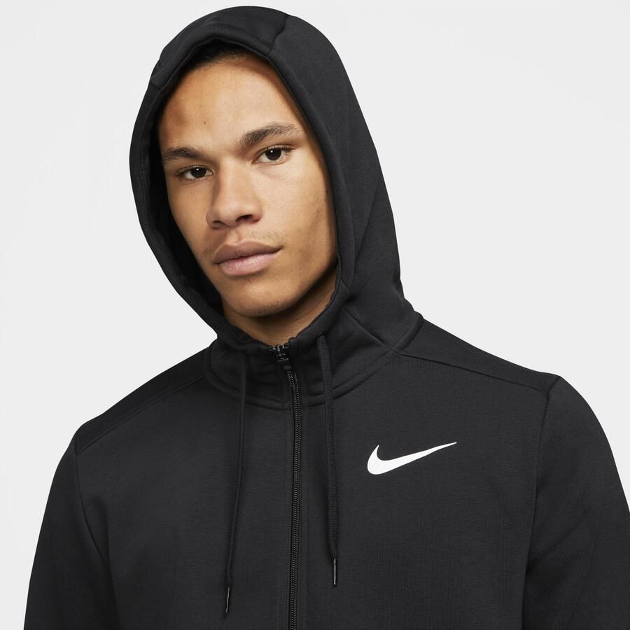 Nike Dry Dri-FIT fitnesstrui met rits en capuchon voor heren Zwart