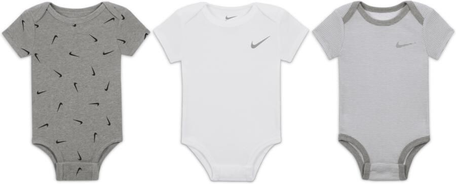 Nike E1D1 mix en match rompertjes voor baby's (0-9 maanden 3 stuks) Grijs