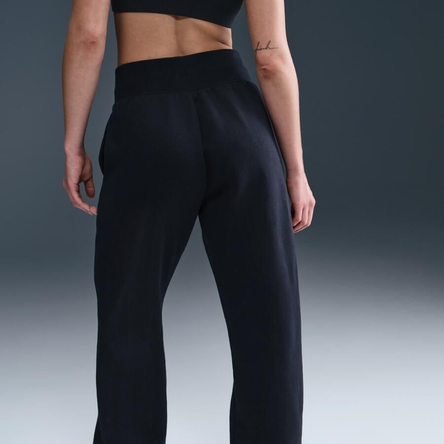 Nike Engeland Phoenix Fleece oversized voetbalbroek met hoge taille voor dames Zwart - Foto 2