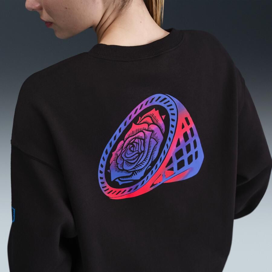 Nike Engeland Phoenix Fleece oversized voetbalsweatshirt met ronde hals voor dames Zwart