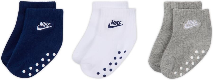 Nike Enkelsokken met anti-slip voor baby's (3 paar) (6-12M) Blauw - Foto 3