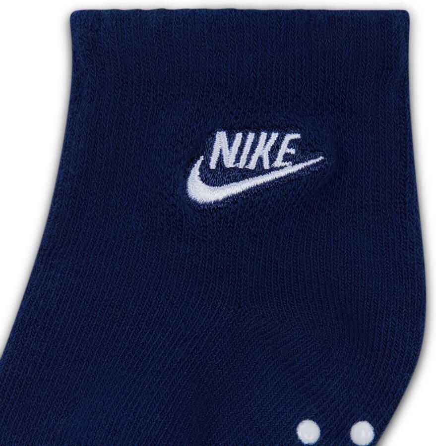 Nike Enkelsokken met anti-slip voor baby's (3 paar) (6-12M) Blauw