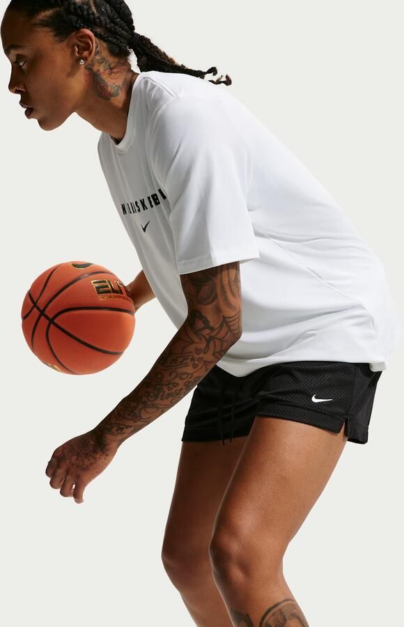 Nike Essential Dri-FIT mesh basketbalshorts voor dames Zwart - Foto 4