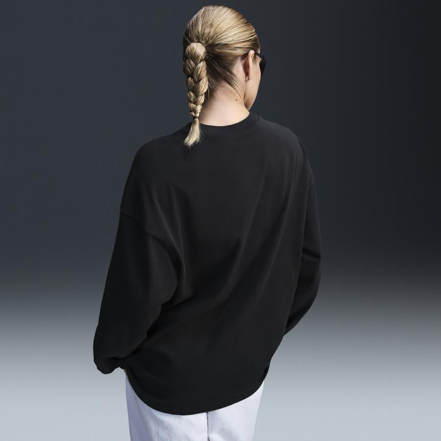 Nike Essential oversized T-shirt met lange mouwen voor dames Zwart - Foto 4