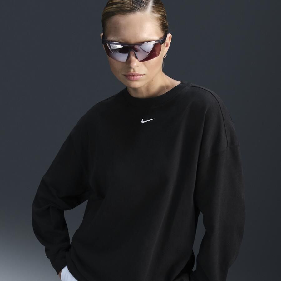 Nike Essential oversized T-shirt met lange mouwen voor dames Zwart