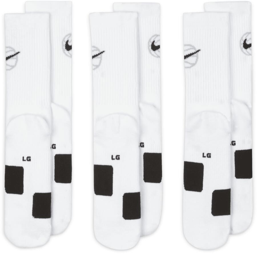 Nike Everyday Crew Basketbalsokken (3 paar) Wit