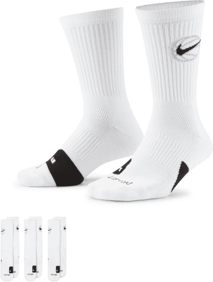 Nike Everyday Crew Basketbalsokken (3 paar) Wit - Foto 3