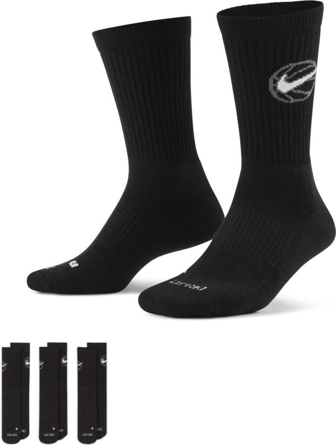 Nike Everyday Crew Basketbalsokken (3 paar) Zwart - Foto 2