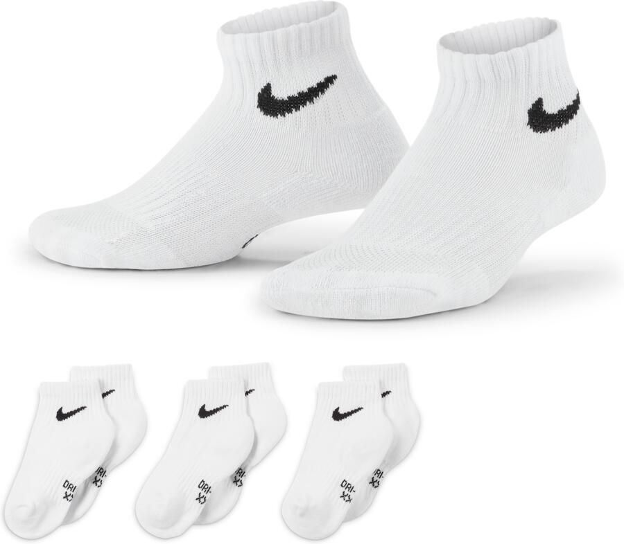 Nike Everyday Enkelsokken met demping voor kleuters (3 paar) Wit - Foto 4