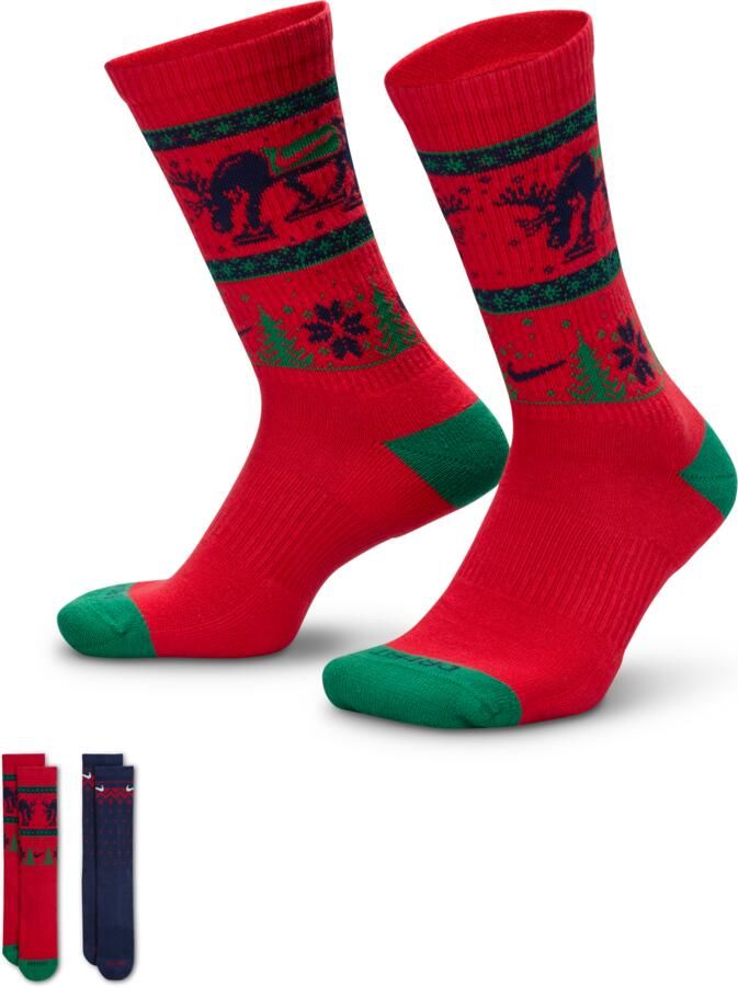Nike Everyday Plus Cushioned Winter Wonderland Crew sokken (2 paar) Meerkleurig - Foto 4