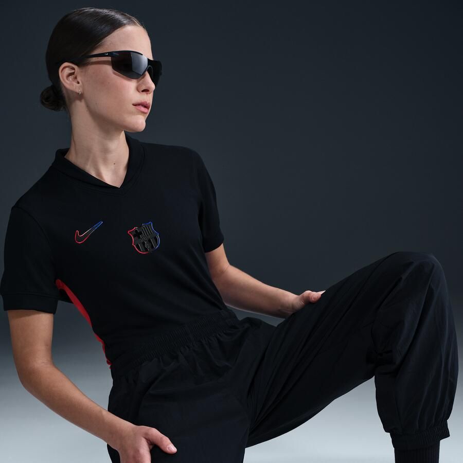 Nike FC Barcelona 2024 25 Stadium Uit Dri-FIT replicavoetbalshirt voor dames Zwart