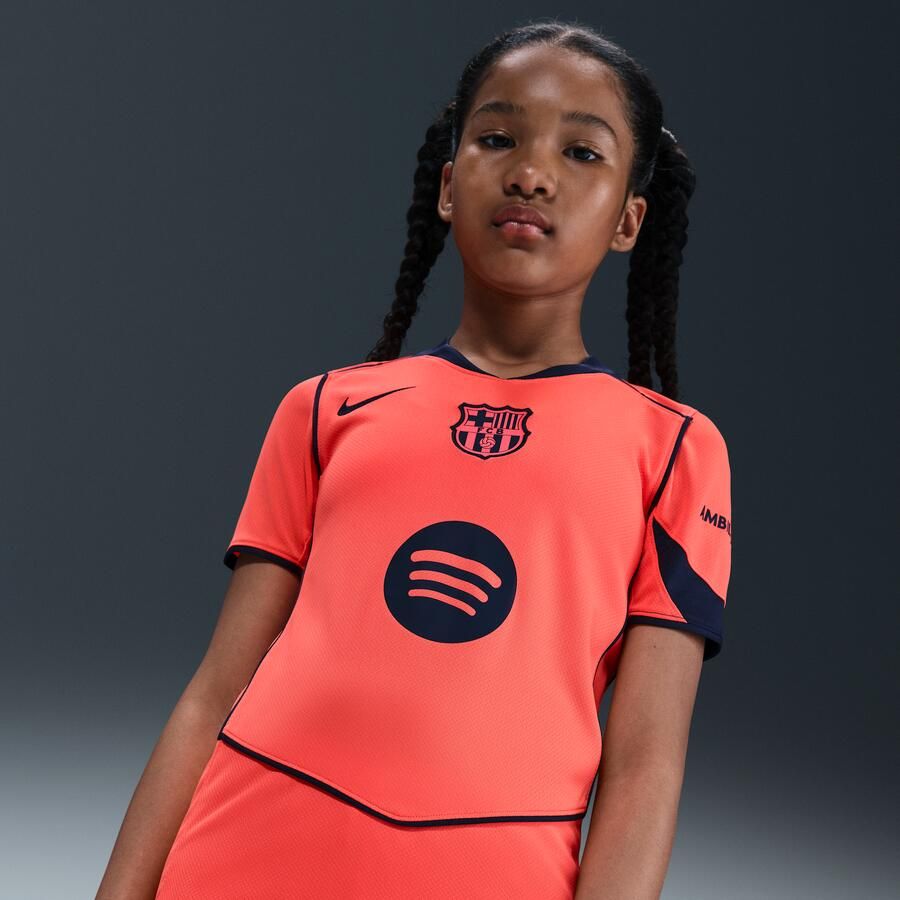 Nike FC Barcelona 2025 26 Stadium Derde Total 90 replicavoetbalshirt met Dri-FIT voor kids Oranje - Foto 4