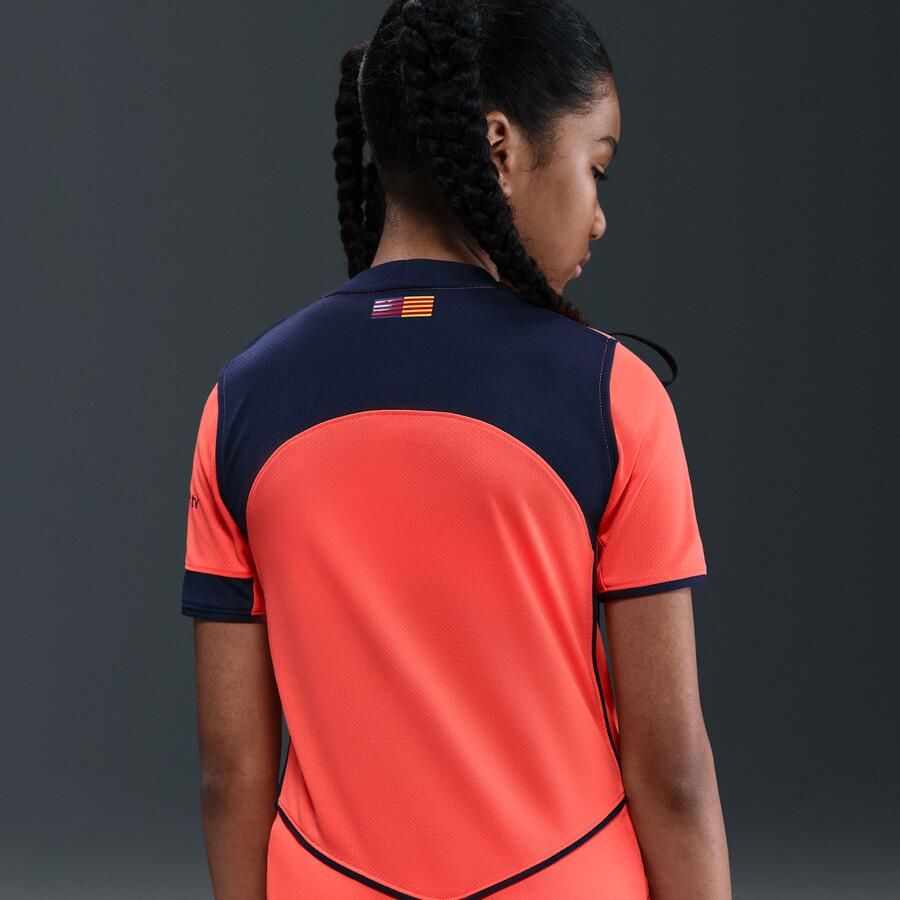 Nike FC Barcelona 2025 26 Stadium Derde Total 90 replicavoetbalshirt met Dri-FIT voor kids Oranje
