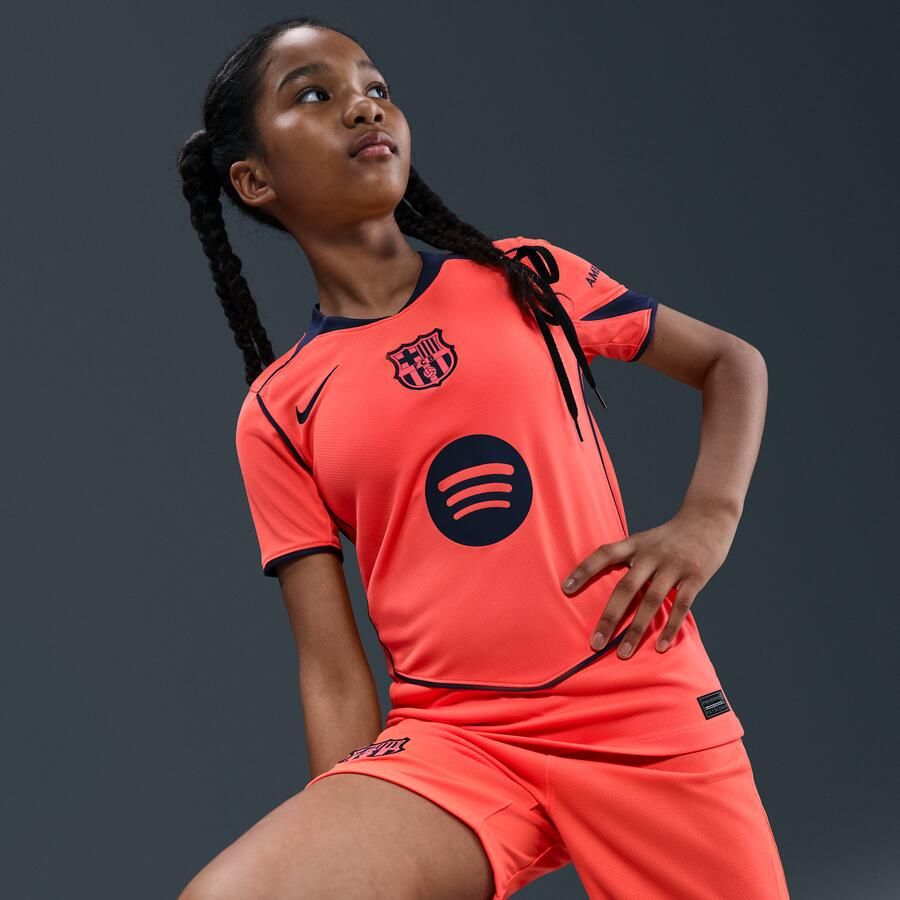 Nike FC Barcelona 2025 26 Stadium Derde Total 90 replicavoetbalshirt met Dri-FIT voor kids Oranje - Foto 2
