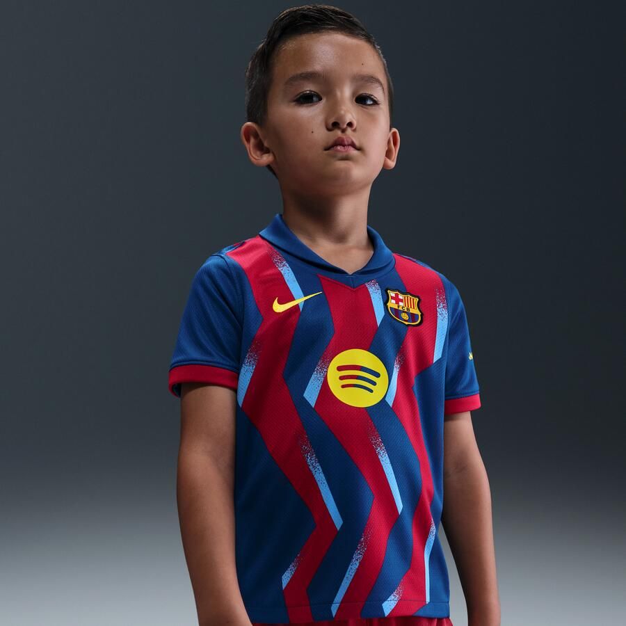 Nike FC Barcelona 2025 26 Stadium Fourth driedelig replicavoetbaltenue voor kleuters Blauw