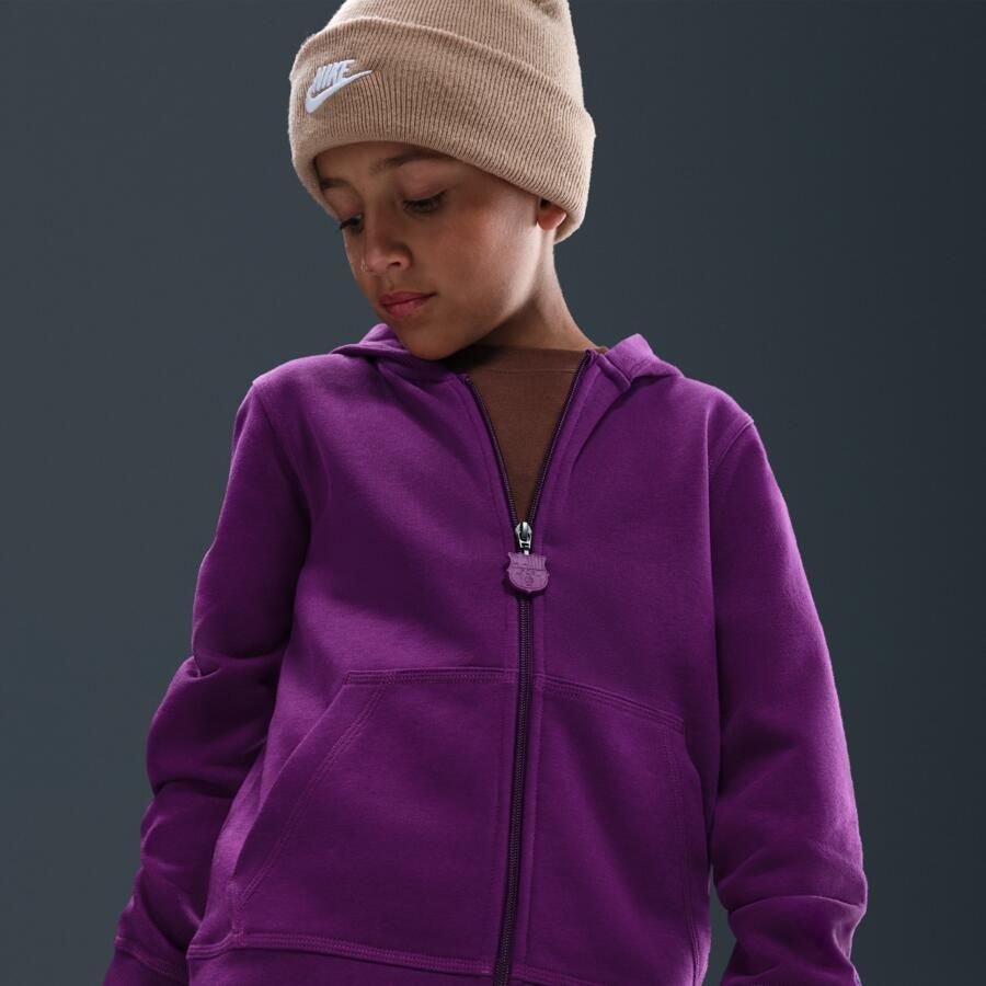Nike FC Barcelona Club voetbalhoodie met rits over de hele lengte voor jongens Paars - Foto 2