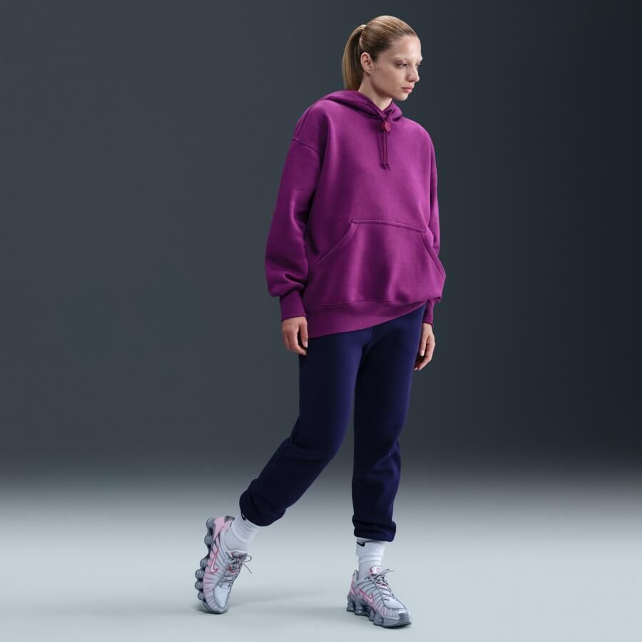 Nike FC Barcelona Phoenix Fleece voetbalbroek met hoge taille voor dames Paars - Foto 4