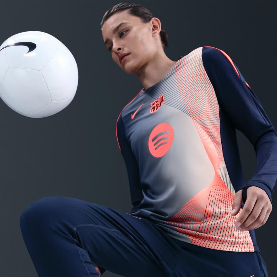 Nike FC Barcelona Strike Derde Dri-FIT voetbalwarming-uptop met ronde hals voor dames Blauw - Foto 2