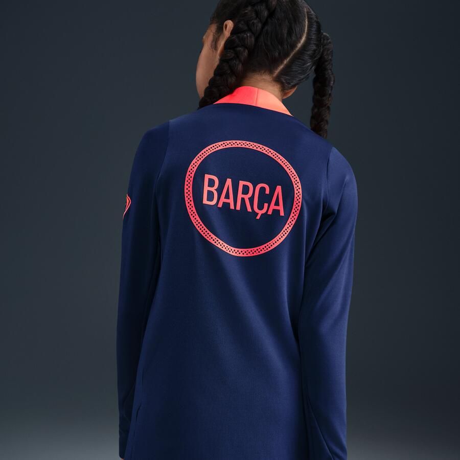 Nike FC Barcelona Strike Derde Total 90 Dri-FIT voetbalwarming-uptop voor kids Blauw
