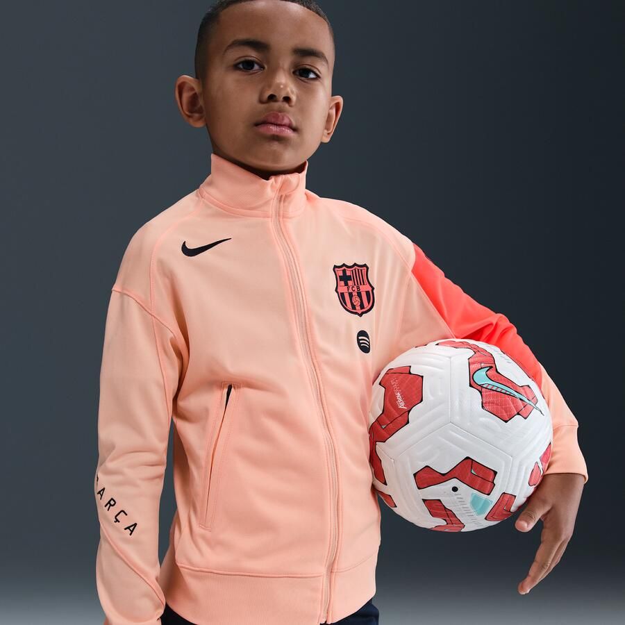 Nike FC Barcelona Strike Derde Total 90 knit voetbaltrainingspak met Dri-FIT voor kids Oranje