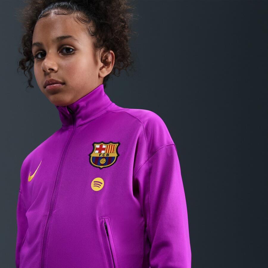 Nike FC Barcelona Strike Dri-FIT knit voetbaltrainingspak voor kids Paars