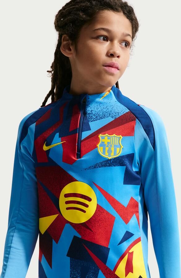 Nike FC Barcelona Strike Vierde Dri-FIT knit warming-uptop voor kids Blauw - Foto 4