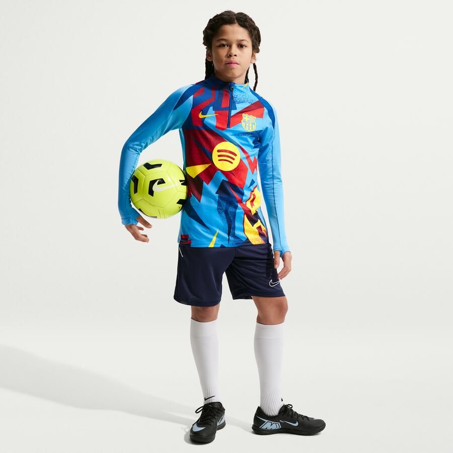 Nike FC Barcelona Strike Vierde Dri-FIT knit warming-uptop voor kids Blauw