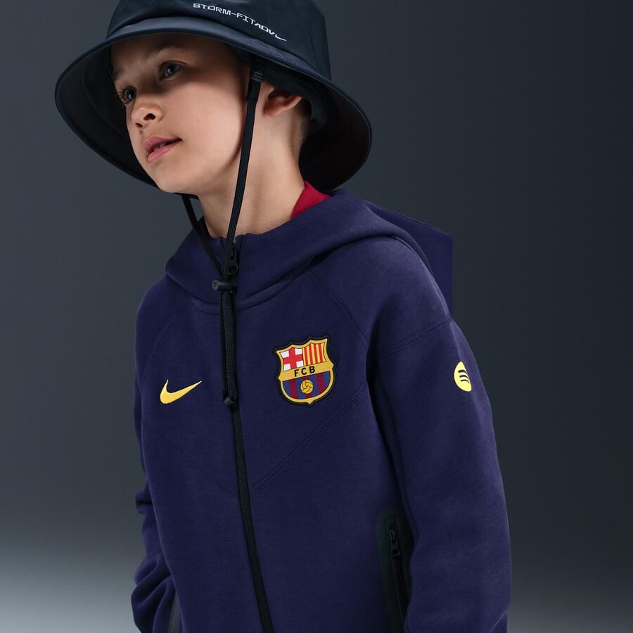 Nike FC Barcelona Tech voetbalhoodie van fleece met rits over de hele lengte voor Paars - Foto 4