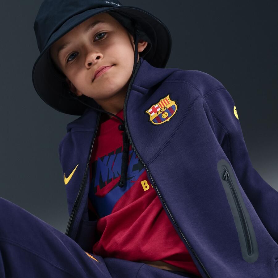 Nike FC Barcelona Tech voetbalhoodie van fleece met rits over de hele lengte voor Paars - Foto 2