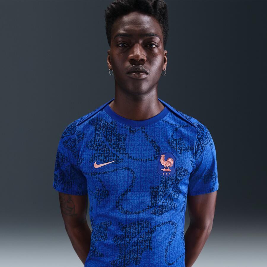 Nike FFF Academy Pro Dri-FIT warming-up voetbalshirt met korte mouwen voor heren Blauw - Foto 4