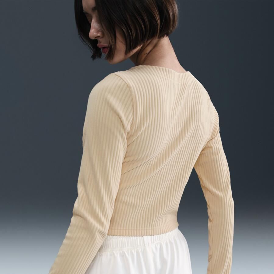 Nike FFF Chill Rib aansluitend voetbalvest met rits over de hele lengte voor dames Bruin