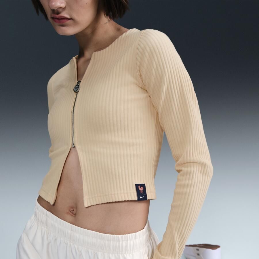 Nike FFF Chill Rib aansluitend voetbalvest met rits over de hele lengte voor dames Bruin - Foto 2