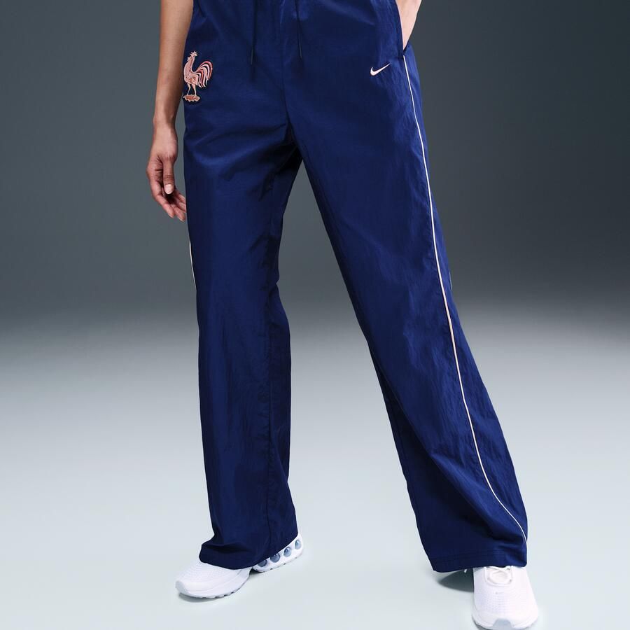 Nike FFF Windrunner geweven voetbalbroek met hoge taille voor dames Blauw