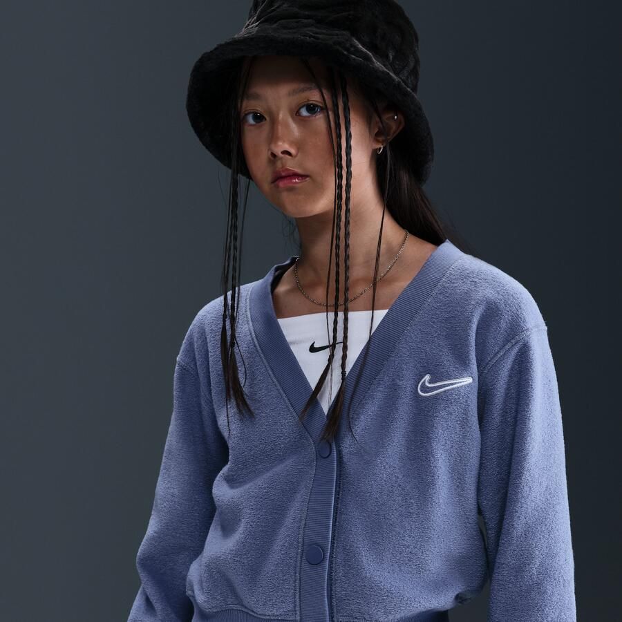 Nike fleecetop met lange mouwen voor meisjes Blauw - Foto 4