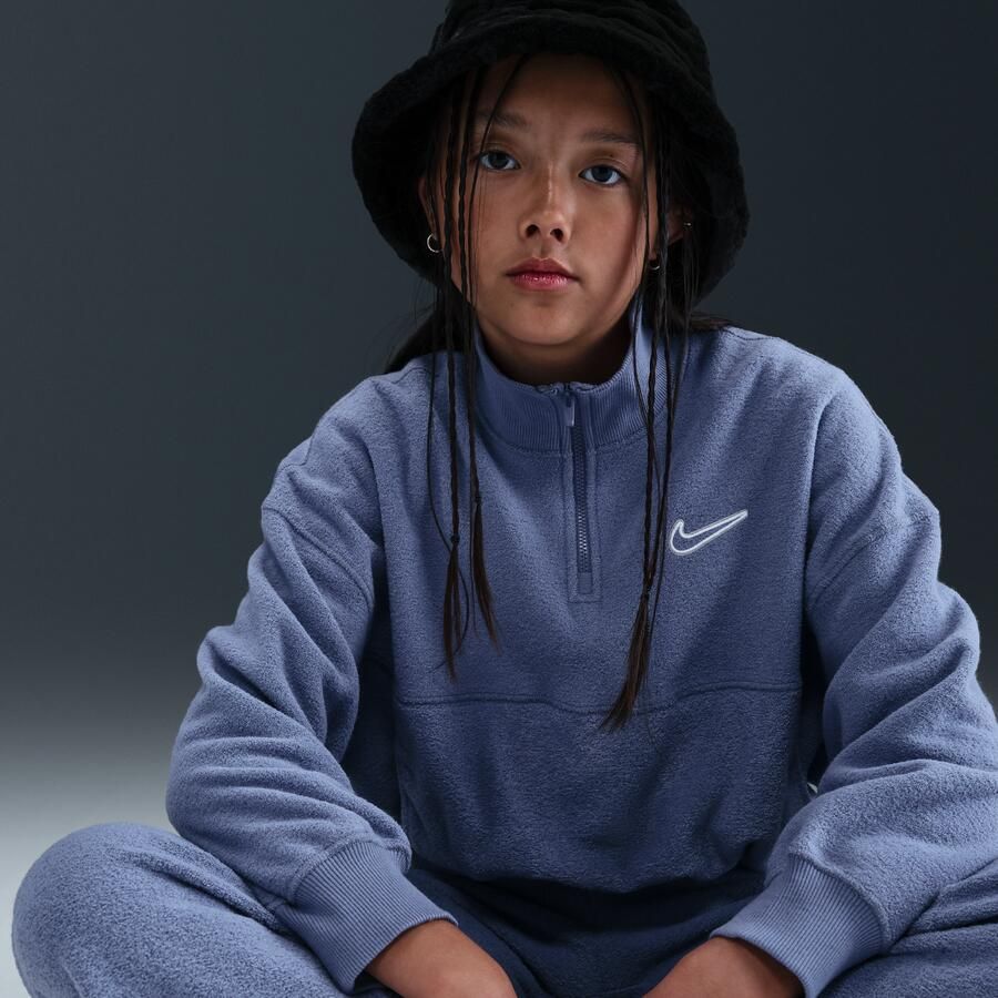 Nike fleecetop met lange mouwen voor meisjes Blauw - Foto 2