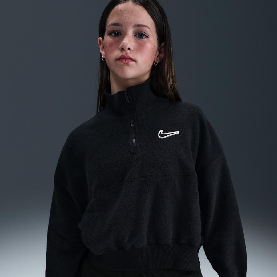 Nike fleecetop met lange mouwen voor meisjes Zwart - Foto 4