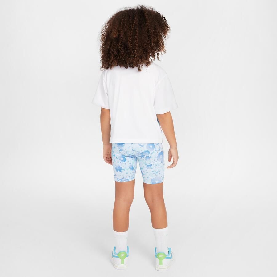 Nike Flow-Ral tweedelige set met bikeshorts met print voor kleuters Blauw