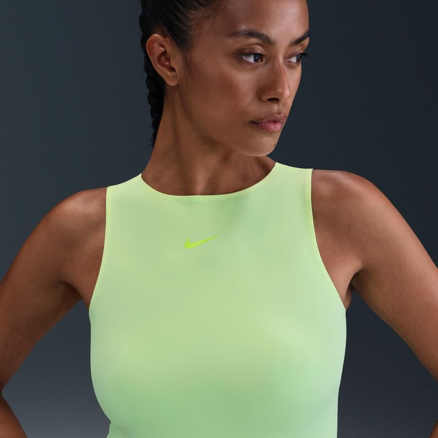 Nike Form tanktop-bodysuit voor dames Geel