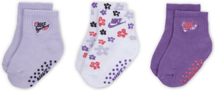 Nike Fresh Cut sokken met anti-slip voor baby's (12-24 maanden 3 paar) Paars - Foto 3