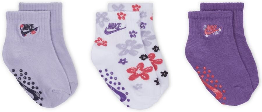 Nike Fresh Cut sokken met anti-slip voor baby's (12-24 maanden 3 paar) Paars - Foto 2