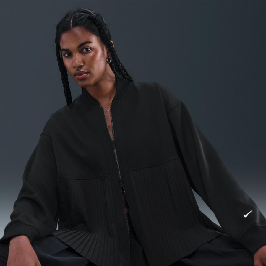 Nike geplooide damesjas Zwart - Foto 2