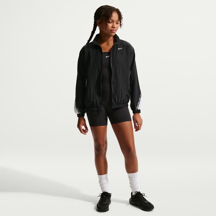 Nike geweven jack voor meisjes Zwart