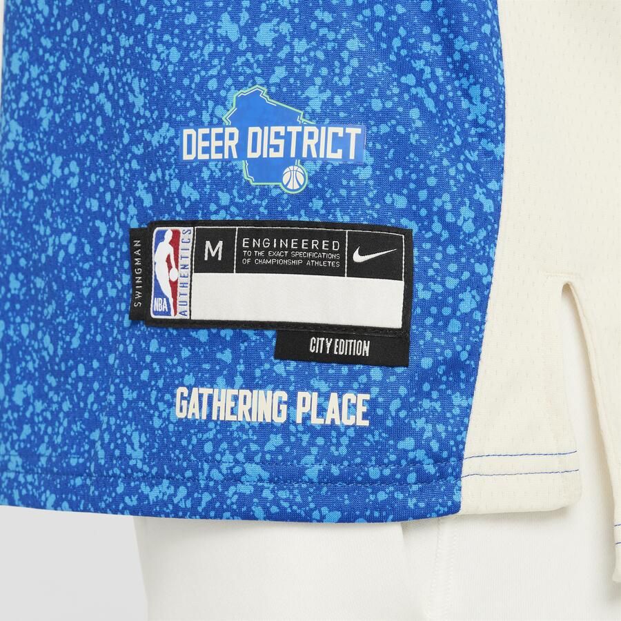 Nike Giannis Antetokounmpo Milwaukee Bucks 2023 24 City Edition Swingman NBA-jersey met Dri-FIT voor kids Blauw - Foto 2