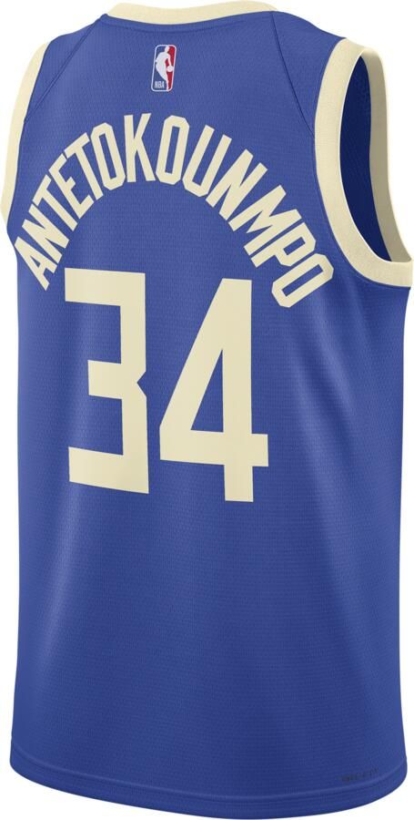 Nike Giannis Antetokounmpo Milwaukee Bucks 2024 25 City Edition Dri-FIT Swingman NBA-jersey voor heren Blauw - Foto 2