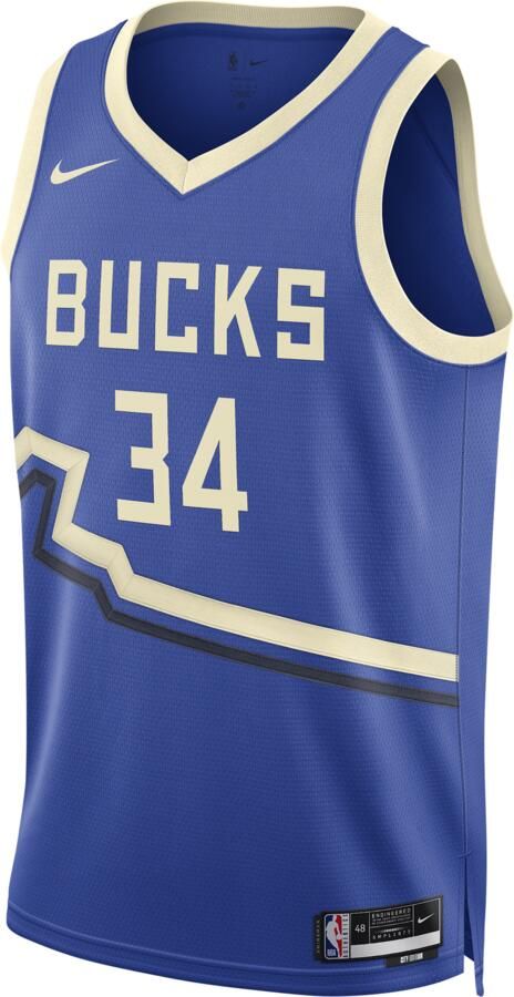 Nike Giannis Antetokounmpo Milwaukee Bucks 2024 25 City Edition Dri-FIT Swingman NBA-jersey voor heren Blauw