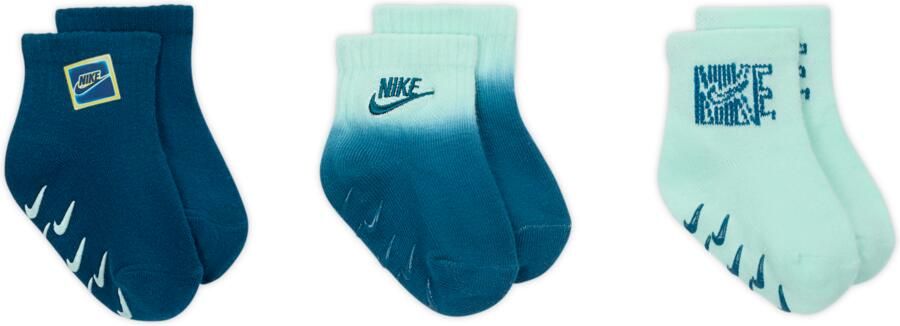 Nike Glow With Me geribde sokken met anti-slip voor baby's peuters (3 paar) Blauw - Foto 2
